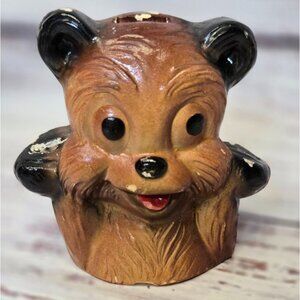 Vintage Chalkware Bear coin bank Wall Hanging Piggy Bank ceramic vintage bear ba